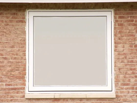 Picture window of one fixed pane with no opening sash